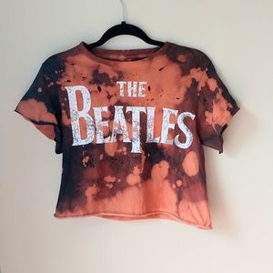 distressed acid washed beatles crop top